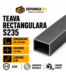 Teava rectangulara 30 x 20 x 1.5 mm, 6 metri